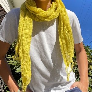 Chartreuse woven scarf, bright and unique